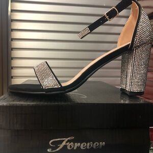 Forever 21 Black and Silver Block Heel Sandals